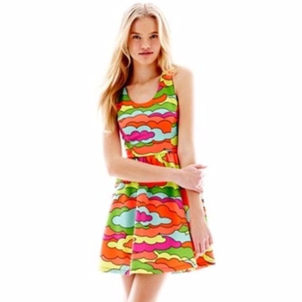 2/$10 L'Amour Nanette Lepore Neon Cloud Scuba Skater Dress S